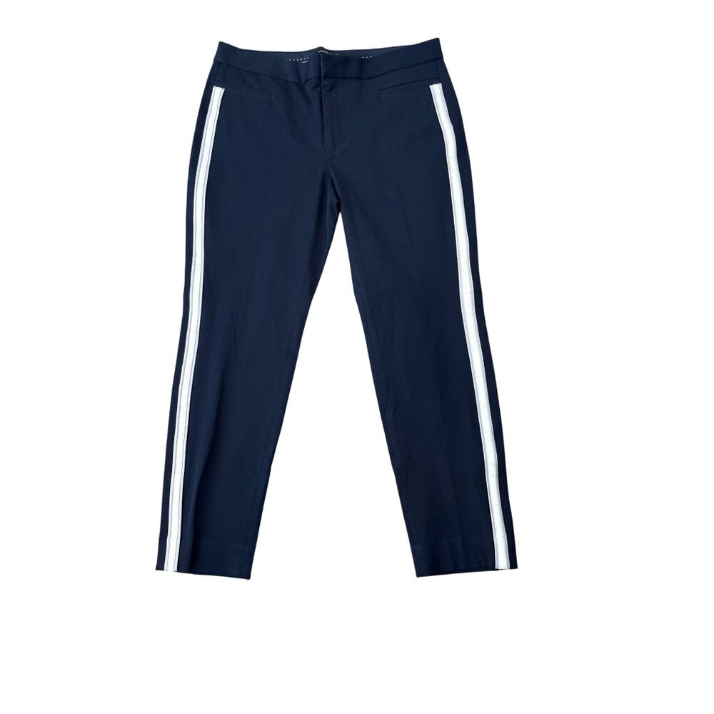 Banana Republic Women's Navy Track Inspired Sloan Style Trouser Pants Size 12 - Picture 2 of 8